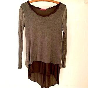 Tiziana Cervasio Gray On Gray Women's Long Sleeve Mesh and Sheer Top